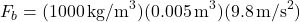 \[ F_b = (1000 \, \text{kg/m}^3)(0.005 \, \text{m}^3)(9.8 \, \text{m/s}^2) \]