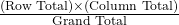 \frac{(\text{Row Total}) \times (\text{Column Total})}{\text{Grand Total}}