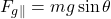 \[ F_{g\parallel} = mg \sin \theta \]