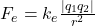 F_e = k_e \frac{|q_1q_2|}{r^2}