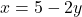 x = 5 - 2y