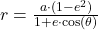 r = \frac{a \cdot (1 - e^{2})}{1 + e \cdot \cos(\theta)}