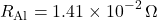 \[ R_{\text{Al}} = 1.41 \times 10^{-2} \, \Omega \]