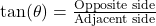 \tan(\theta) = \frac{\text{Opposite side}}{\text{Adjacent side}}