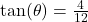 \tan(\theta) = \frac{4}{12}