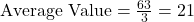 \text{Average Value} = \frac{63}{3} = 21