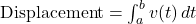 \text{Displacement} = \int_{a}^{b} v(t) \, dt