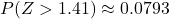 P(Z > 1.41) \approx 0.0793