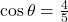 \cos \theta = \frac{4}{5}