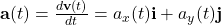 \mathbf{a}(t) = \frac{d\mathbf{v}(t)}{dt} = a_x(t) \mathbf{i} + a_y(t) \mathbf{j}