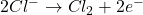 2Cl^- \rightarrow Cl_2 + 2e^-