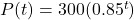 P(t) = 300(0.85^t)