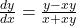 \frac{dy}{dx} = \frac{y - xy}{x + xy}