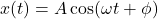 x(t) = A \cos(\omega t + \phi)