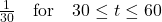 \frac{1}{30} \quad \text{for} \quad 30 \leq t \leq 60