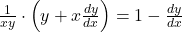 \frac{1}{xy} \cdot \left( y + x \frac{dy}{dx} \right) = 1 - \frac{dy}{dx}