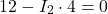 \[ 12 - I_2 \cdot 4 = 0 \]