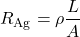 \[ R_{\text{Ag}} = \rho \frac{L}{A} \]