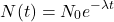 \[N(t) = N_0 e^{-\lambda t}\]