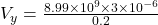 V_y = \frac{8.99 \times 10^9 \times 3 \times 10^{-6}}{0.2}