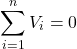 \[ \sum_{i=1}^{n} V_i = 0 \]