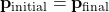 \[ \mathbf{p_{\text{initial}}} = \mathbf{p_{\text{final}}} \]