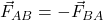 \vec{F}_{AB} = -\vec{F}_{BA}