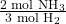 \frac{2 \text{ mol NH}_3}{3 \text{ mol H}_2}