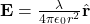 \mathbf{E} = \frac{\lambda}{4\pi\epsilon_{0}r^{2}} \hat{\mathbf{r}}