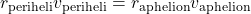 \[ r_{\text{periheli}} v_{\text{periheli}} = r_{\text{aphelion}} v_{\text{aphelion}} \]