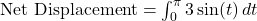 \text{Net Displacement} = \int_{0}^{\pi} 3\sin(t) \, dt