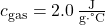 c_{\text{gas}} = 2.0 \, \frac{\text{J}}{\text{g} \cdot \text{°C}}