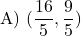 \[ \text{A) } (\frac{16}{5},  \frac{9}{5})\]