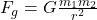 F_g = G \frac{m_1 m_2}{r^2}