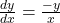 \frac{dy}{dx} = \frac{-y}{x}