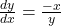 \frac{dy}{dx} = \frac{-x}{y}