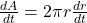 \frac{dA}{dt} = 2\pi r \frac{dr}{dt}