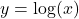 \[ y = \log(x)\]