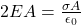 2EA = \frac{\sigma A}{\epsilon_{0}}