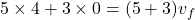 \[ 5 \times 4 + 3 \times 0 = (5 + 3) v_f \]