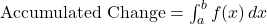 \text{Accumulated Change} = \int_{a}^{b} f(x) \, dx