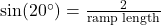 \sin(20^\circ) = \frac{2}{\text{ramp length}}