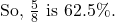 \text{So, } \frac{5}{8} \text{ is 62.5\%.}