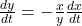 \frac{dy}{dt} = -\frac{x}{y} \frac{dx}{dt}