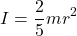 \[ I = \frac{2}{5}mr^2 \]