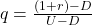 q = \frac{(1 + r) - D}{U - D}