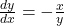 \frac{dy}{dx} = -\frac{x}{y}