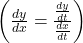 \left(\frac{dy}{dx} = \frac{\frac{dy}{dt}}{\frac{dx}{dt}}\right)