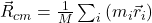 \vec{R}_{cm} = \frac{1}{M} \sum_{i} \left( m_i \vec{r}_i \right)