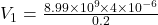 V_{1} = \frac{8.99 \times 10^{9} \times 4 \times 10^{-6}}{0.2}